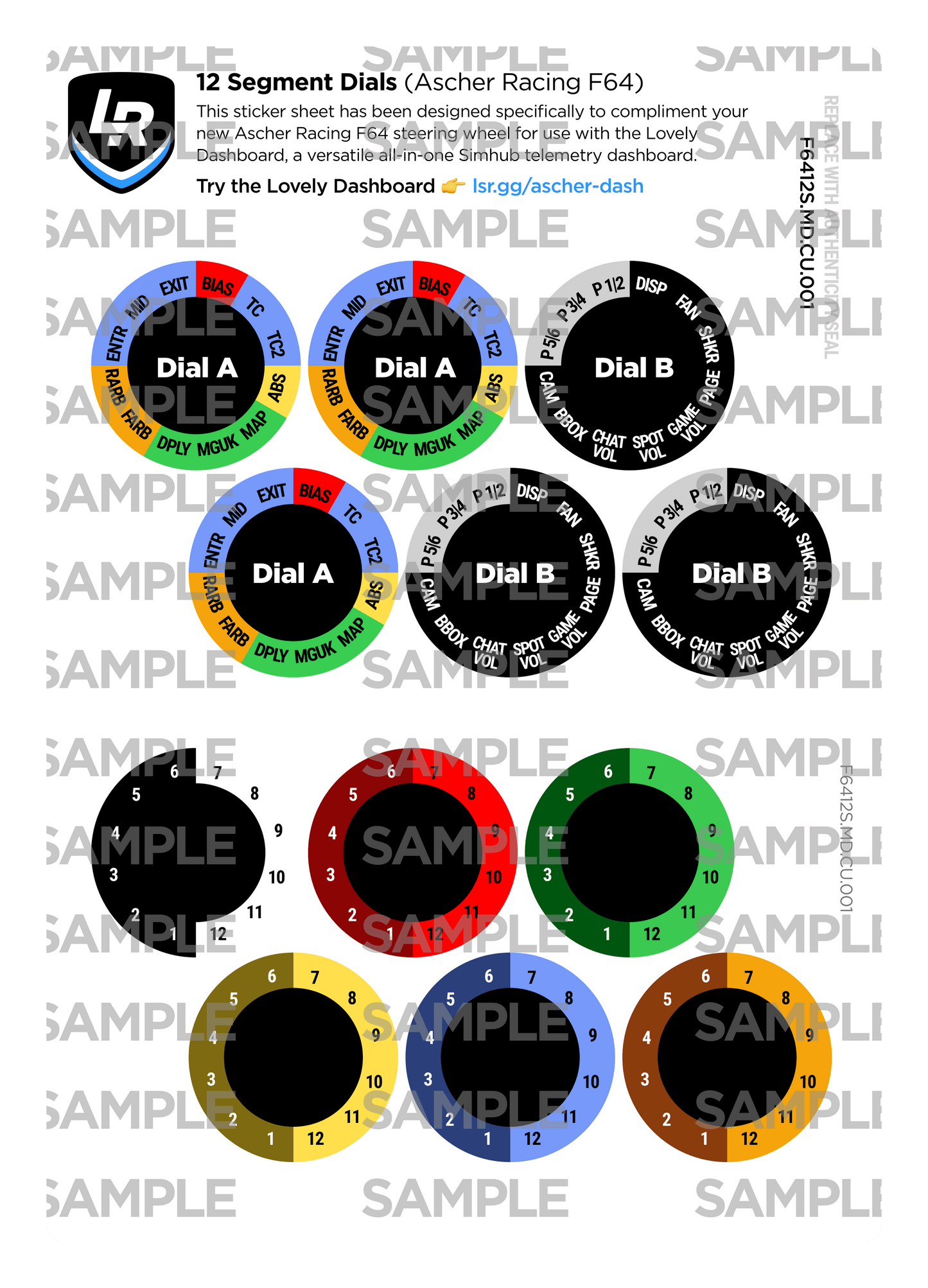12 Segment Custom Dials Only (Ascher Racing F64)