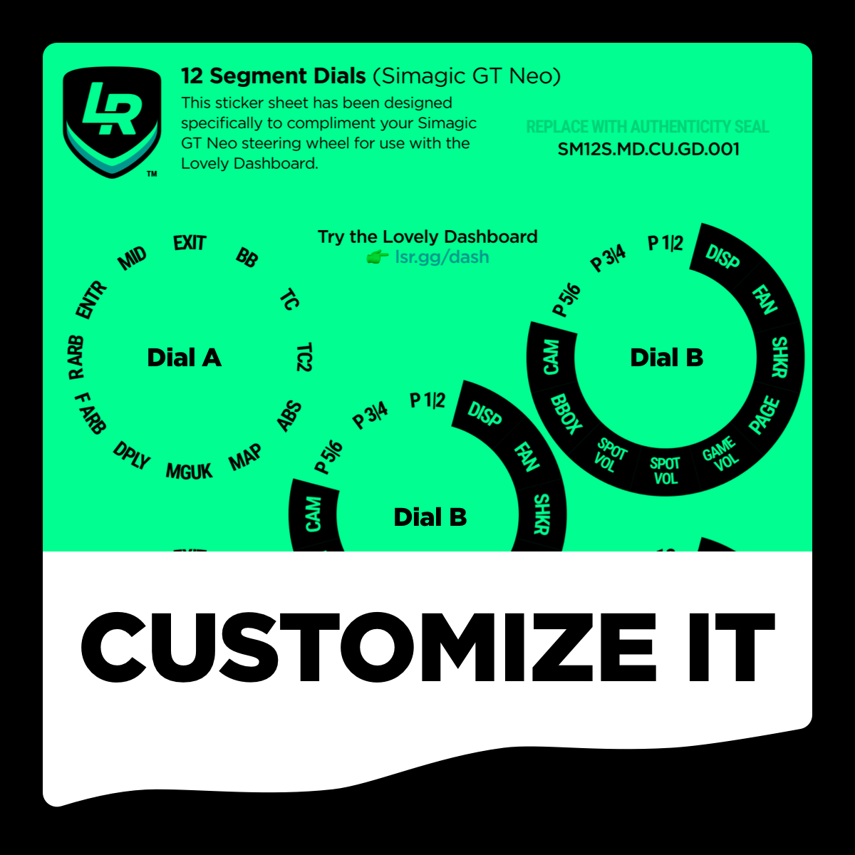 12 Segment Glow in the Dark Custom Dials (Simagic GT Neo)