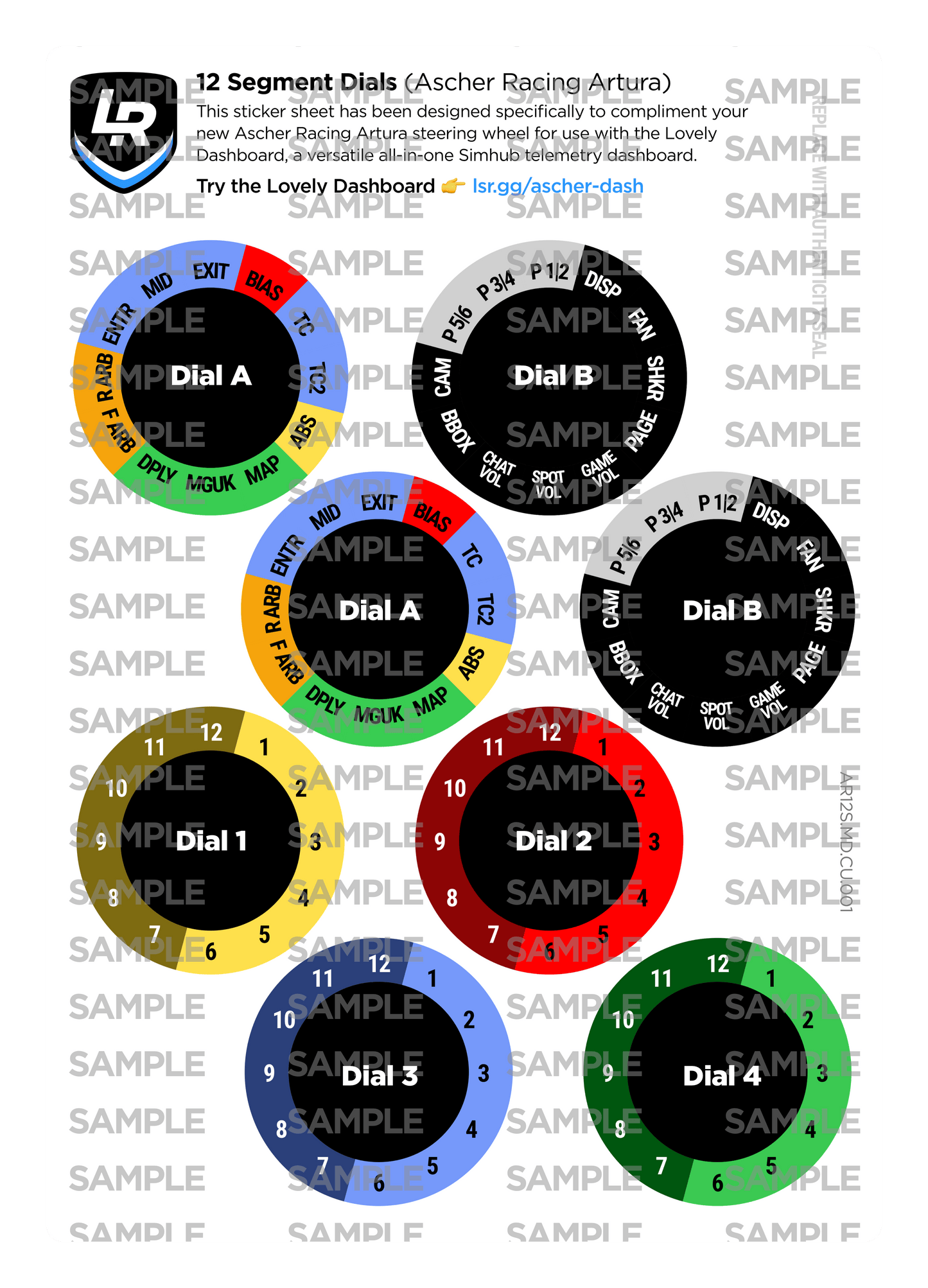 12 Segment Custom Dials Only (Ascher Racing Artura)