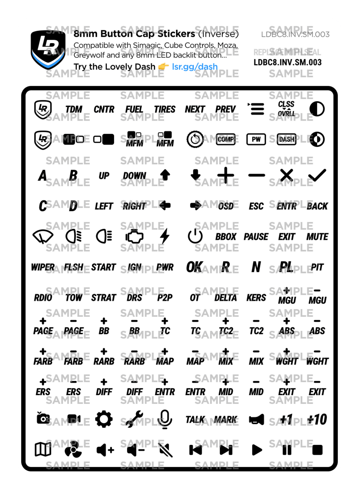 Sim Racing Button Cap Stickers 8mm Button Cap Sticker Bundle – Lovely Sim Racing