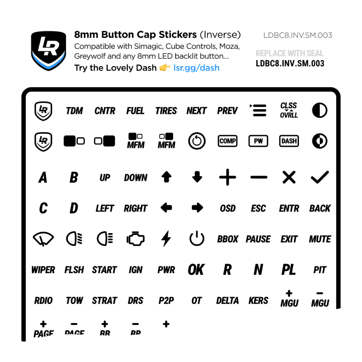 8mm Inverse Button Cap Stickers – Lovely Sim Racing