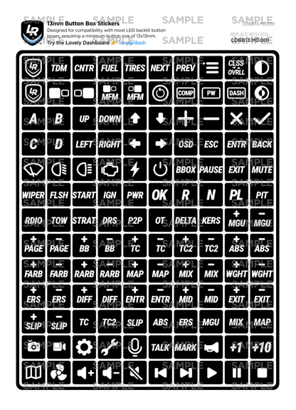 13mm Button Box Stickers
