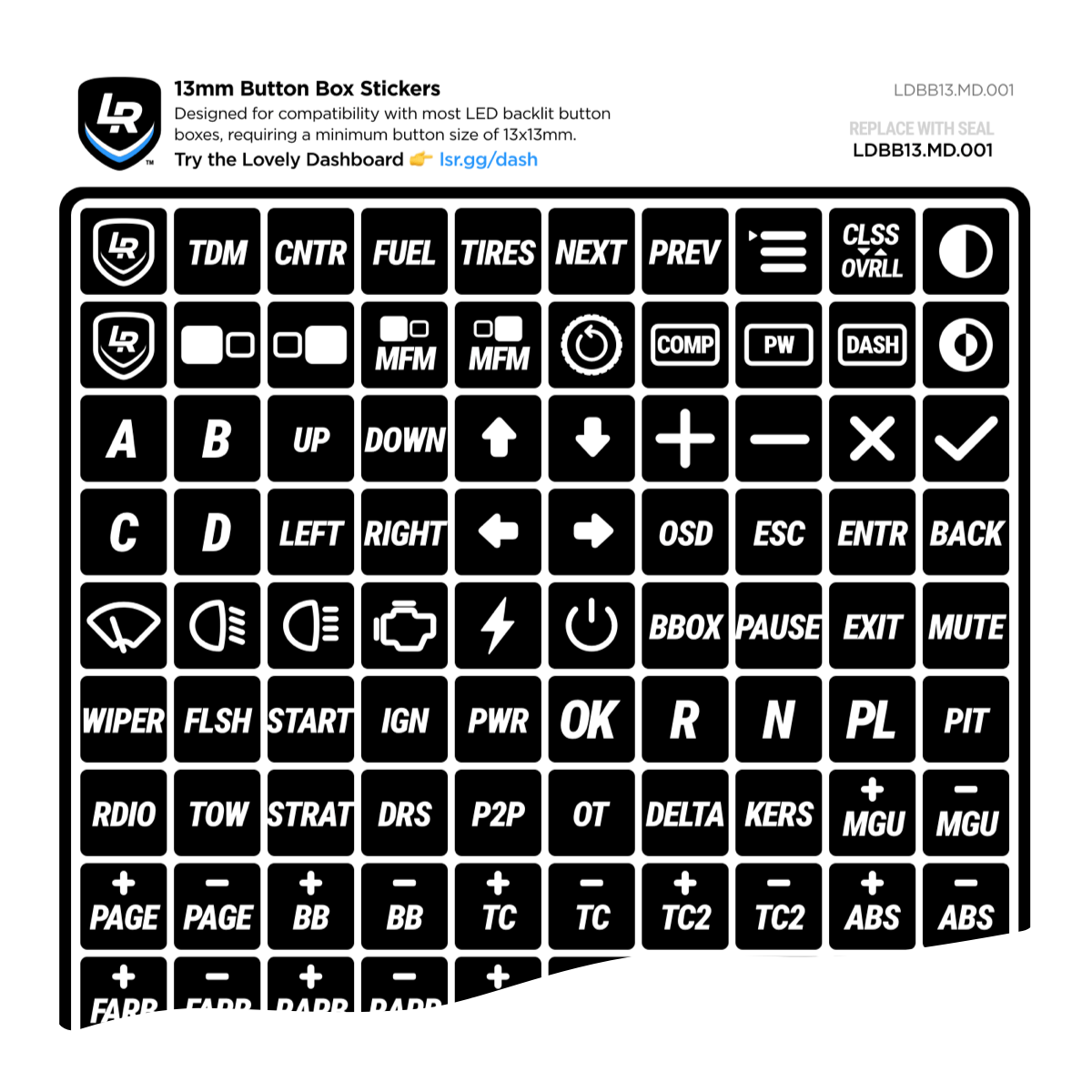 13mm Button Box Stickers