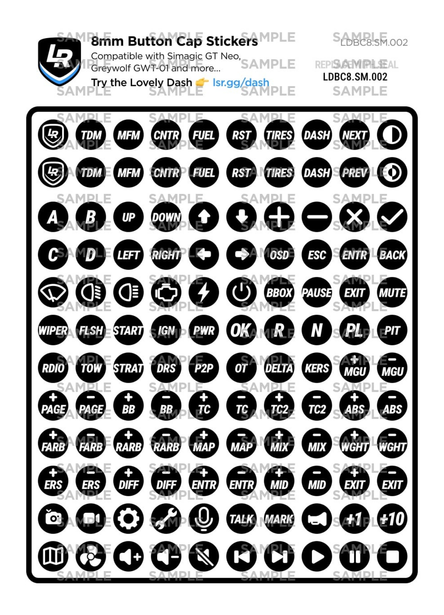 8mm Button Cap Stickers