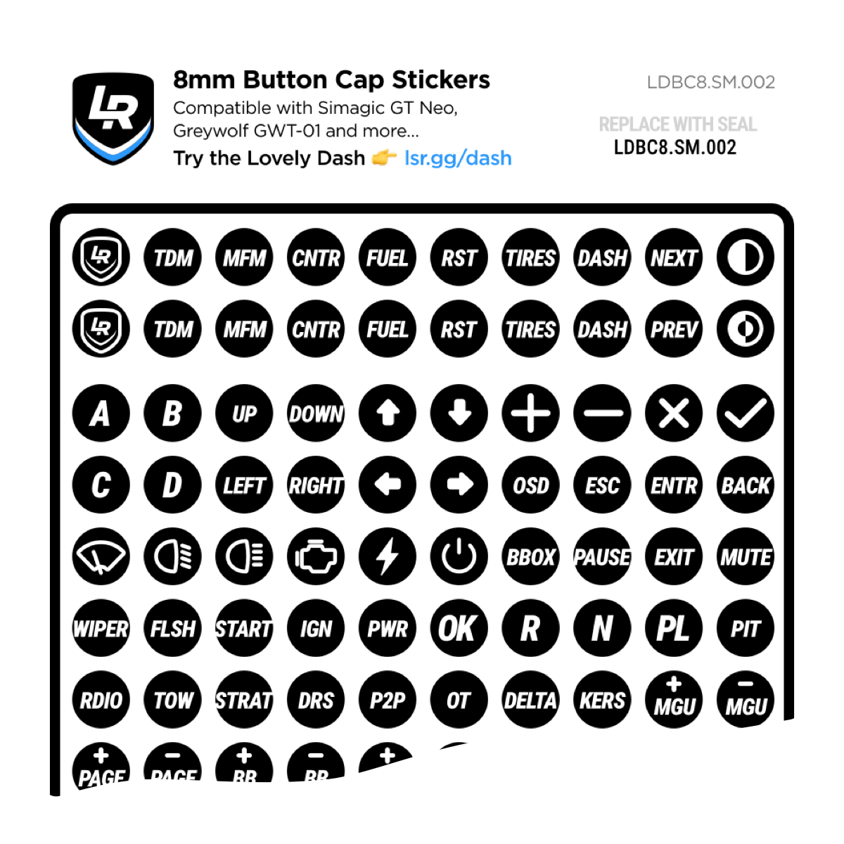 8mm Button Cap Stickers