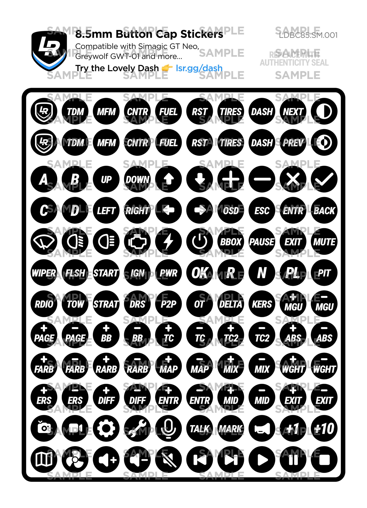 8.5mm Button Cap Stickers