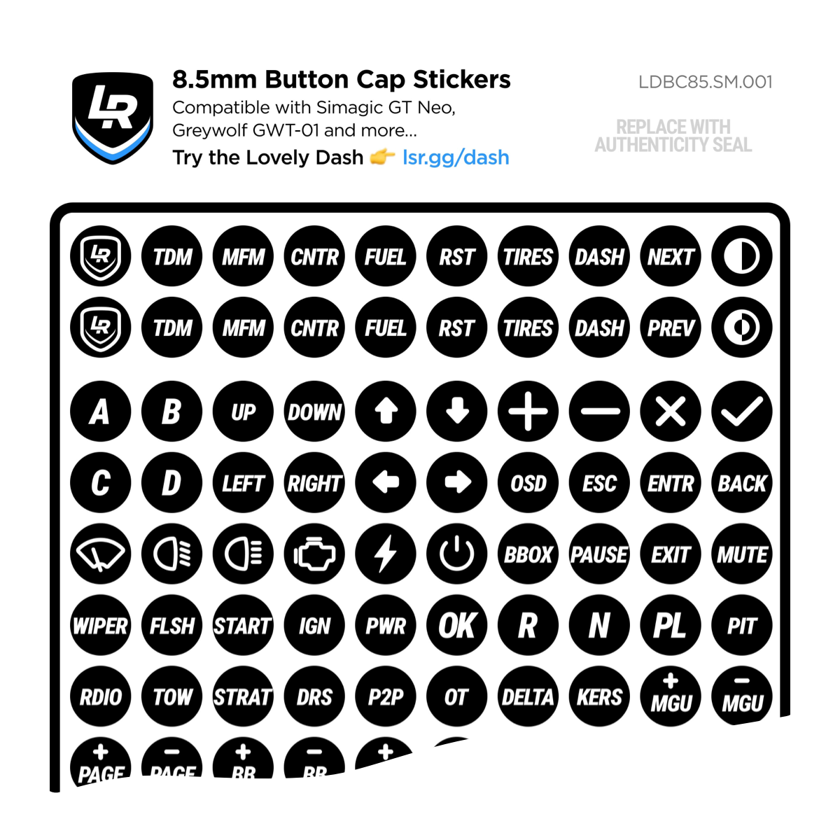 8.5mm Button Cap Stickers