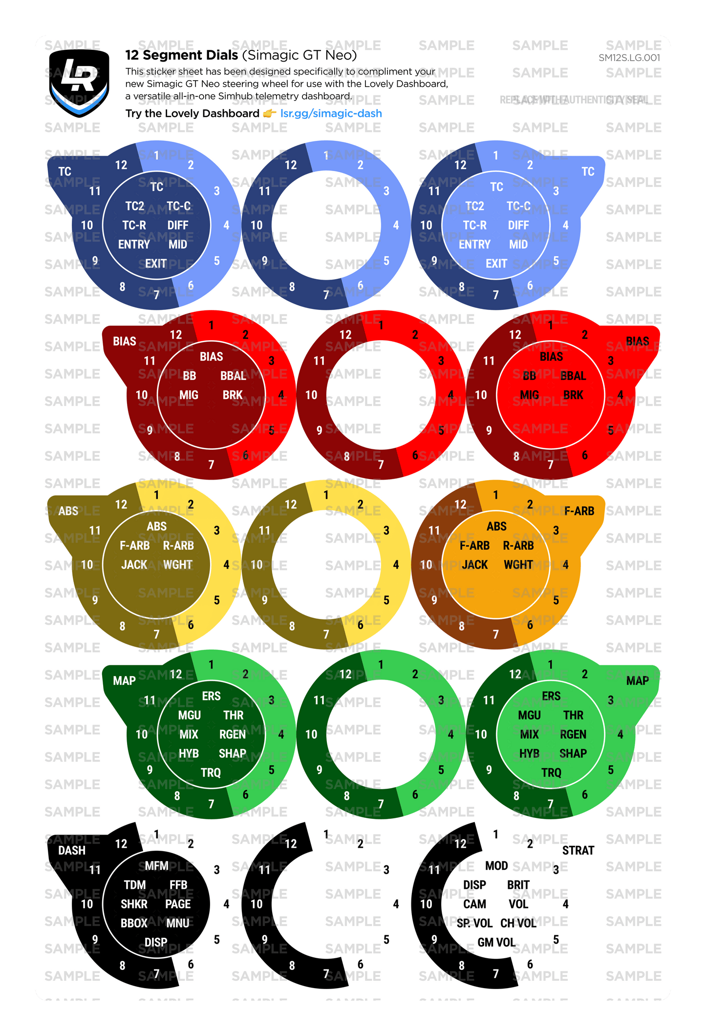 12 Segment Positional Dials (Simagic GT Neo)